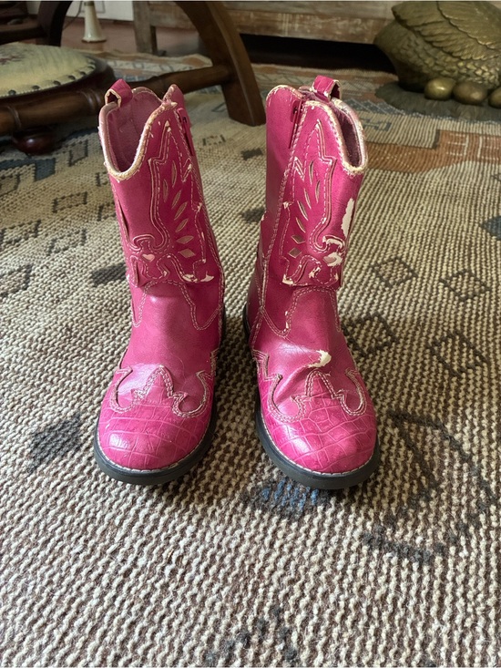 Other - Girls Pink Western-Style Cowboy Boots with Embroidered Detail